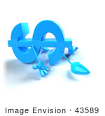 #43589 Royalty-Free (Rf) Illustration Of A 3d Blue Dollar Sign Mascot With Arms And Legs Laying On The Floor - Version 3