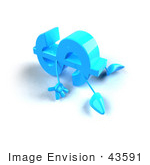 #43591 Royalty-Free (Rf) Illustration Of A 3d Blue Dollar Sign Mascot With Arms And Legs Laying On The Floor - Version 1