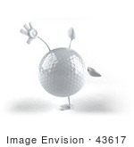 #43617 Royalty-Free (Rf) Illustration Of A 3d Golf Bal Mascotl With Arms And Legs Doing A Cartwheel - Version 3