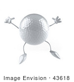 #43618 Royalty-Free (Rf) Illustration Of A 3d Golf Bal Mascotl With Arms And Legs Jumping - Version 1