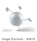 #43619 Royalty-Free (Rf) Illustration Of A 3d Golf Bal Mascotl With Arms And Legs Doing A Cartwheel - Version 1