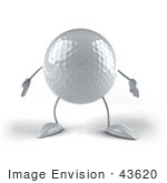 #43620 Royalty-Free (Rf) Illustration Of A 3d Golf Bal Mascotl With Arms And Legs Facing Front