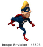 #43623 Royalty-Free (Rf) Cartoon Illustration Of A Smiling Blond 3d Superhero Mascot Running Right