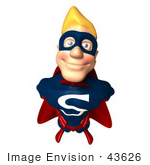 #43626 Royalty-Free (Rf) Cartoon Illustration Of A Happy Blond 3d Male Superhero Mascot Smiling Upwards