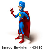 #43635 Royalty-Free (Rf) Cartoon Illustration Of A Friendly 3d Superhero Mascot Standing And Waving