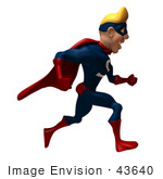 #43640 Royalty-Free (Rf) Cartoon Illustration Of A Blond 3d Superhero Mascot Running Right