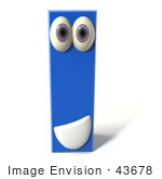 #43678 Royalty-Free (Rf) Illustration Of A 3d Blue Alphabet Letter I Character With Eyes And A Mouth