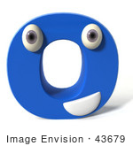 #43679 Royalty-Free (Rf) Illustration Of A 3d Blue Alphabet Letter O Character With Eyes And A Mouth