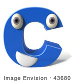 #43680 Royalty-Free (Rf) Illustration Of A 3d Blue Alphabet Letter C Character With Eyes And A Mouth