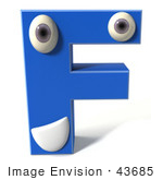 #43685 Royalty-Free (Rf) Illustration Of A 3d Blue Alphabet Letter F Character With Eyes And A Mouth