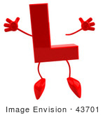 #43701 Royalty-Free (Rf) Illustration Of A 3d Red Letter L Character With Arms And Legs