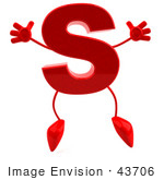#43706 Royalty-Free (Rf) Illustration Of A 3d Red Letter S Character With Arms And Legs