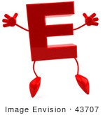 #43707 Royalty-Free (Rf) Illustration Of A 3d Red Letter E Character With Arms And Legs