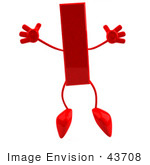 #43708 Royalty-Free (Rf) Illustration Of A 3d Red Letter I Character With Arms And Legs Jumping