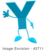 #43711 Royalty-Free (Rf) Illustration Of A 3d Turquoise Letter Y Character With Arms And Legs