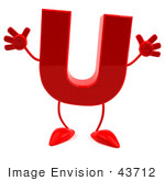 #43712 Royalty-Free (Rf) Illustration Of A 3d Red Letter U Character With Arms And Legs