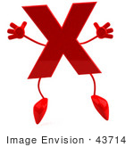 #43714 Royalty-Free (Rf) Illustration Of A 3d Red Letter X Character With Arms And Legs
