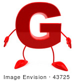 #43725 Royalty-Free (Rf) Illustration Of A 3d Red Letter G Character With Arms And Legs