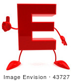 #43727 Royalty-Free (Rf) Illustration Of A 3d Red Letter E Character With Arms And Legs Giving The Thumbs Up