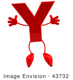 #43732 Royalty-Free (Rf) Illustration Of A 3d Red Letter Y Character With Arms And Legs