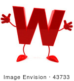 #43733 Royalty-Free (Rf) Illustration Of A 3d Red Letter W Character With Arms And Legs