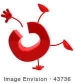 #43736 Royalty-Free (Rf) Illustration Of A 3d Red Letter C Character With Arms And Legs Doing A Cartwheel