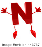 #43737 Royalty-Free (Rf) Illustration Of A 3d Red Letter N Character With Arms And Legs