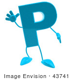 #43741 Royalty-Free (Rf) Illustration Of A 3d Turquoise Letter P Character With Arms And Legs