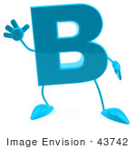 #43742 Royalty-Free (Rf) Illustration Of A 3d Turquoise Letter B Character With Arms And Legs