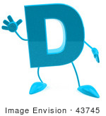 #43745 Royalty-Free (Rf) Illustration Of A 3d Turquoise Letter D Character With Arms And Legs