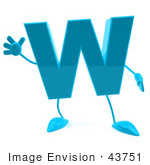 #43751 Royalty-Free (Rf) Illustration Of A 3d Turquoise Letter W Character With Arms And Legs