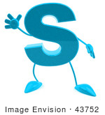 #43752 Royalty-Free (Rf) Illustration Of A 3d Turquoise Letter S Character With Arms And Legs