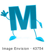 #43754 Royalty-Free (Rf) Illustration Of A 3d Turquoise Letter M Character With Arms And Legs