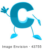 #43755 Royalty-Free (Rf) Illustration Of A 3d Turquoise Letter C Character With Arms And Legs