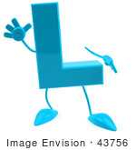 #43756 Royalty-Free (Rf) Illustration Of A 3d Turquoise Letter L Character With Arms And Legs