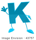 #43757 Royalty-Free (Rf) Illustration Of A 3d Turquoise Letter K Character With Arms And Legs