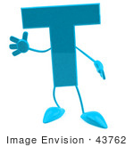 #43762 Royalty-Free (Rf) Illustration Of A 3d Turquoise Letter T Character With Arms And Legs
