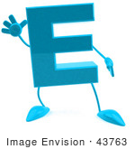 #43763 Royalty-Free (Rf) Illustration Of A 3d Turquoise Letter E Character With Arms And Legs