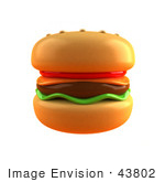 #43802 Royalty-Free (Rf) Illustration Of A 3d Cheeseburger - Version 1