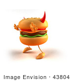 #43804 Royalty-Free (Rf) Illustration Of An Evil 3d Devil Cheeseburger Mascot - Version 2
