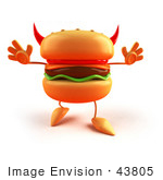 #43805 Royalty-Free (Rf) Illustration Of An Evil 3d Devil Cheeseburger Mascot - Version 1
