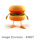 #43807 Royalty-Free (Rf) Illustration Of A 3d Cheeseburger Mascot Facing Front - Version 1