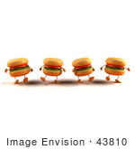 #43810 Royalty-Free (Rf) Illustration Of 3d Cheeseburger Characters Walking Forward - Version 1