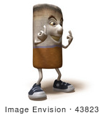 #43823 Royalty-Free (Rf) Clipart Illustration Of A 3d Cigarette Mascot Holding Up His Middle Finger - Version 6