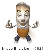 #43824 Royalty-Free (Rf) Clipart Illustration Of A 3d Cigarette Mascot Holding Up His Middle Finger - Version 7