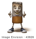 #43826 Royalty-Free (Rf) Clipart Illustration Of A 3d Cigarette Mascot Holding Up His Middle Finger - Version 5