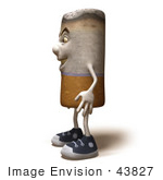 #43827 Royalty-Free (Rf) Clipart Illustration Of A 3d Cigarette Mascot Facing Left - Version 1