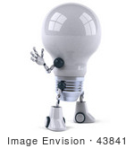 #43841 Royalty-Free (Rf) Illustration Of A 3d Robotic Incandescent Light Bulb Mascot Waving - Version 2