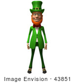 #43851 Royalty-Free (Rf) Illustration Of A Friendly 3d Leprechaun Man Mascot Facing Front