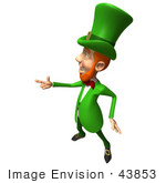 #43853 Royalty-Free (Rf) Illustration Of A Friendly 3d Leprechaun Man Mascot Pointing His Hand Like A Gun - Version 4